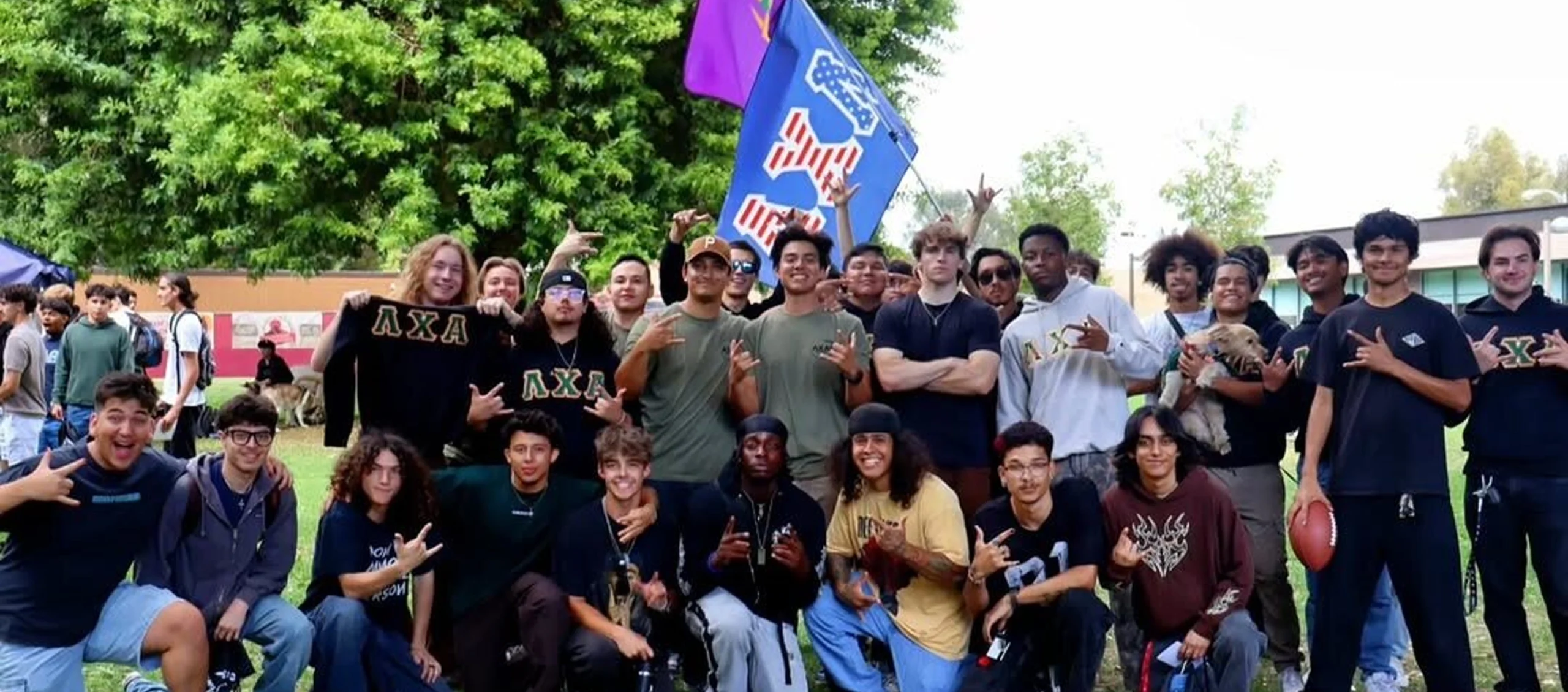 LCA Members with a flag